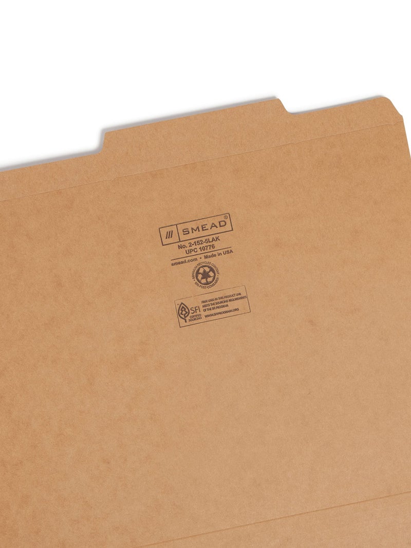 Smead File Folder, Reinforced 2/5-Cut Tab Right of Center, Guide Height, Letter Size, Kraft, 100 Per Box (10776) - Image 3